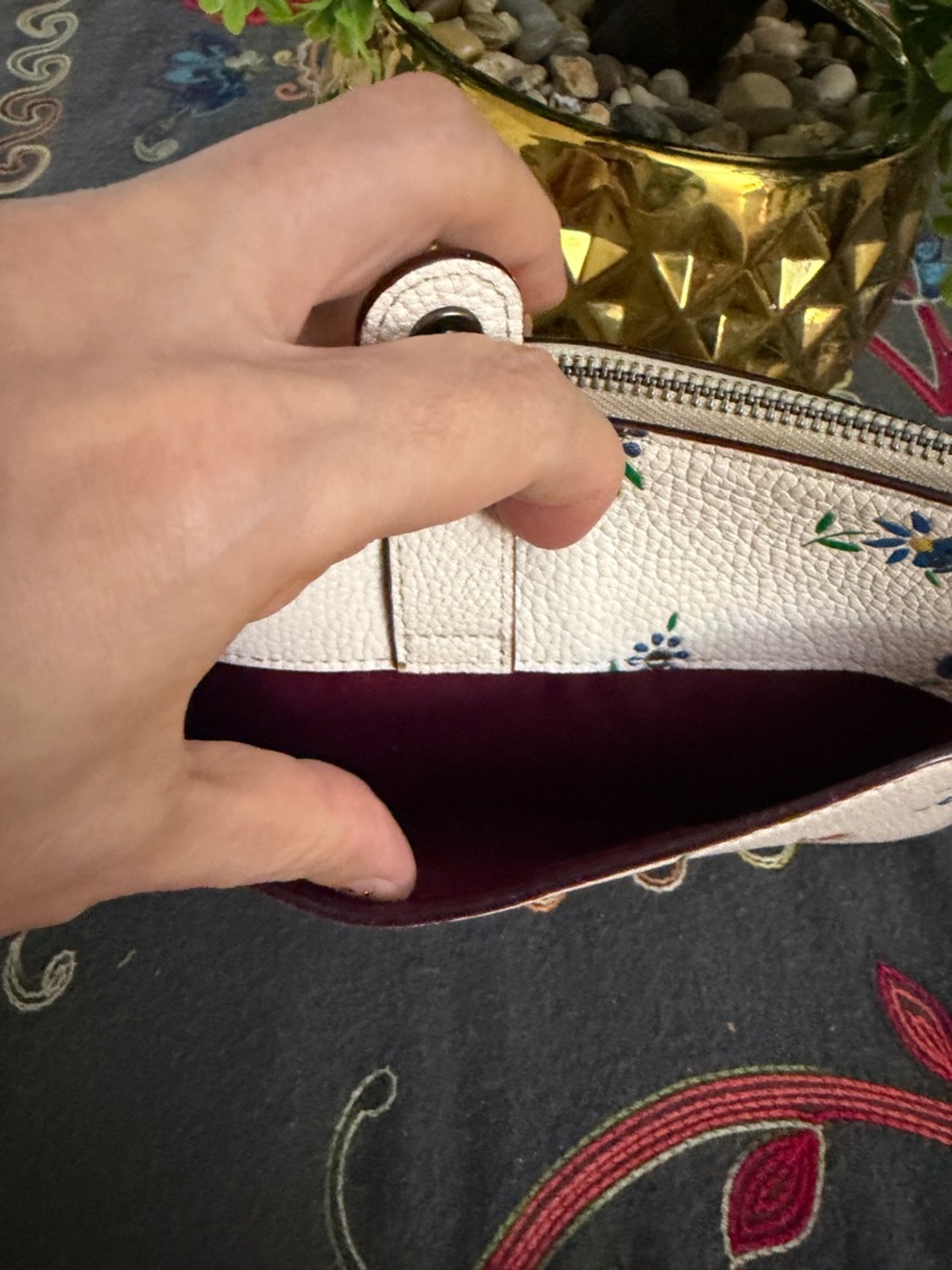 Coach Cream Floral Pebbled Leather Crossbody Bag - Picture 12 of 16